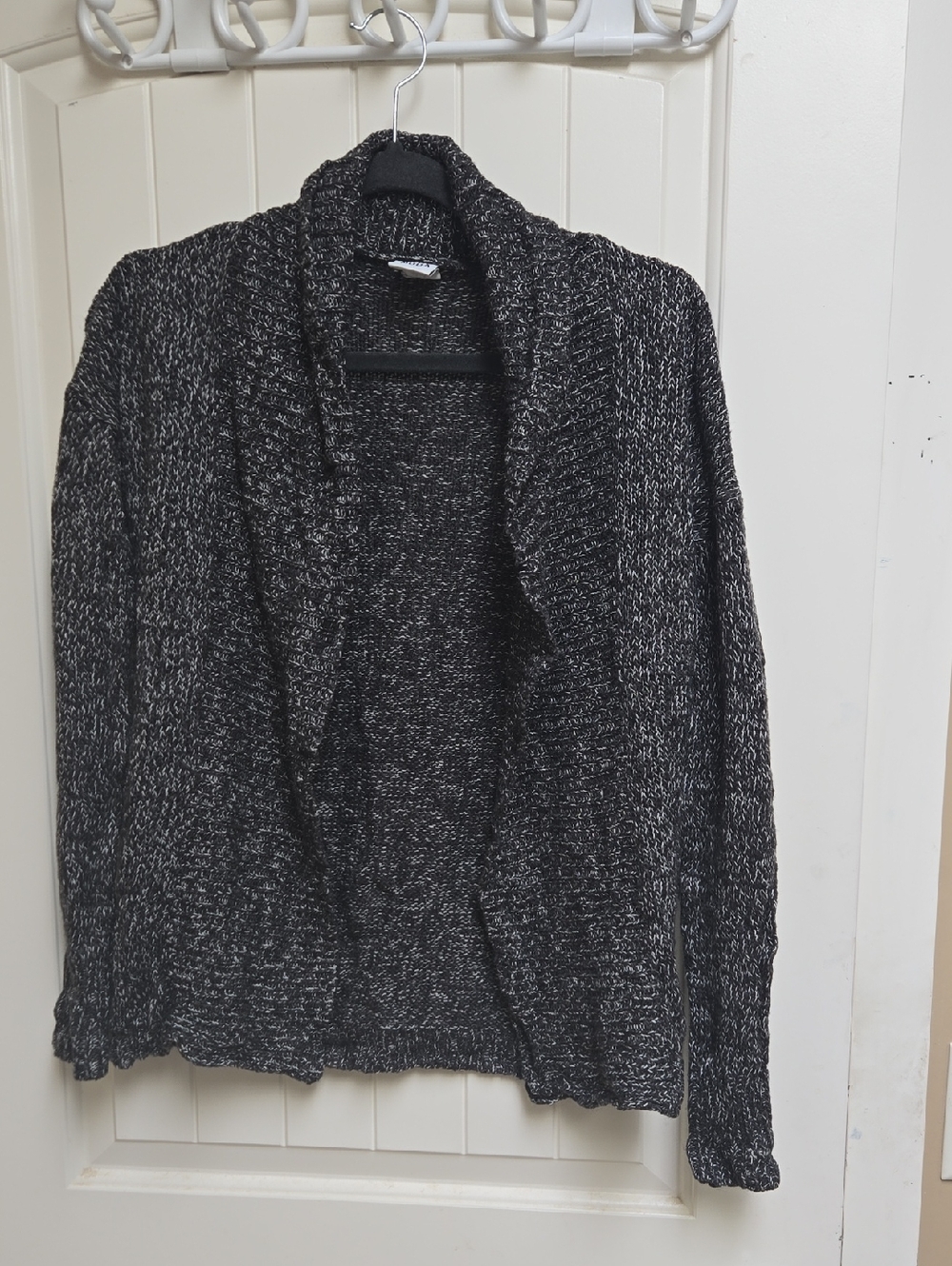 Vero Moda Woman's Black and White Marled Knit Open-Front Cardigan XS
